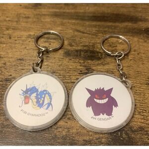 Vintage 2000 Pokémon Nintendo Keychains Gyarados  and Gengar Plastic Coins